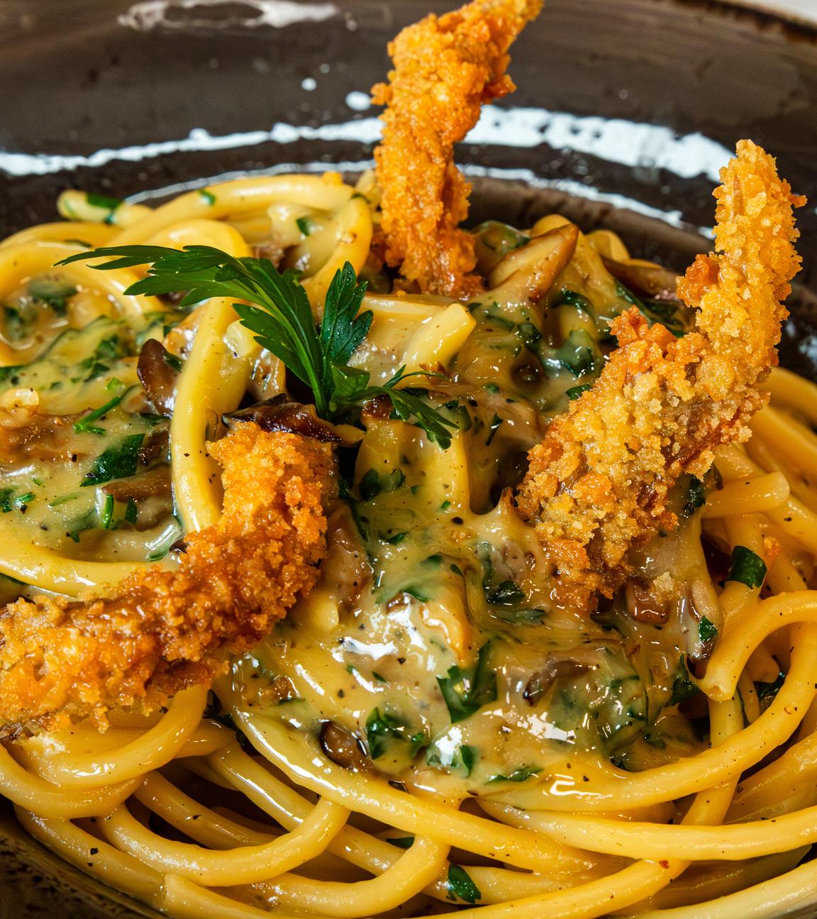 Bucatini Carbonara mit Austernpilzen