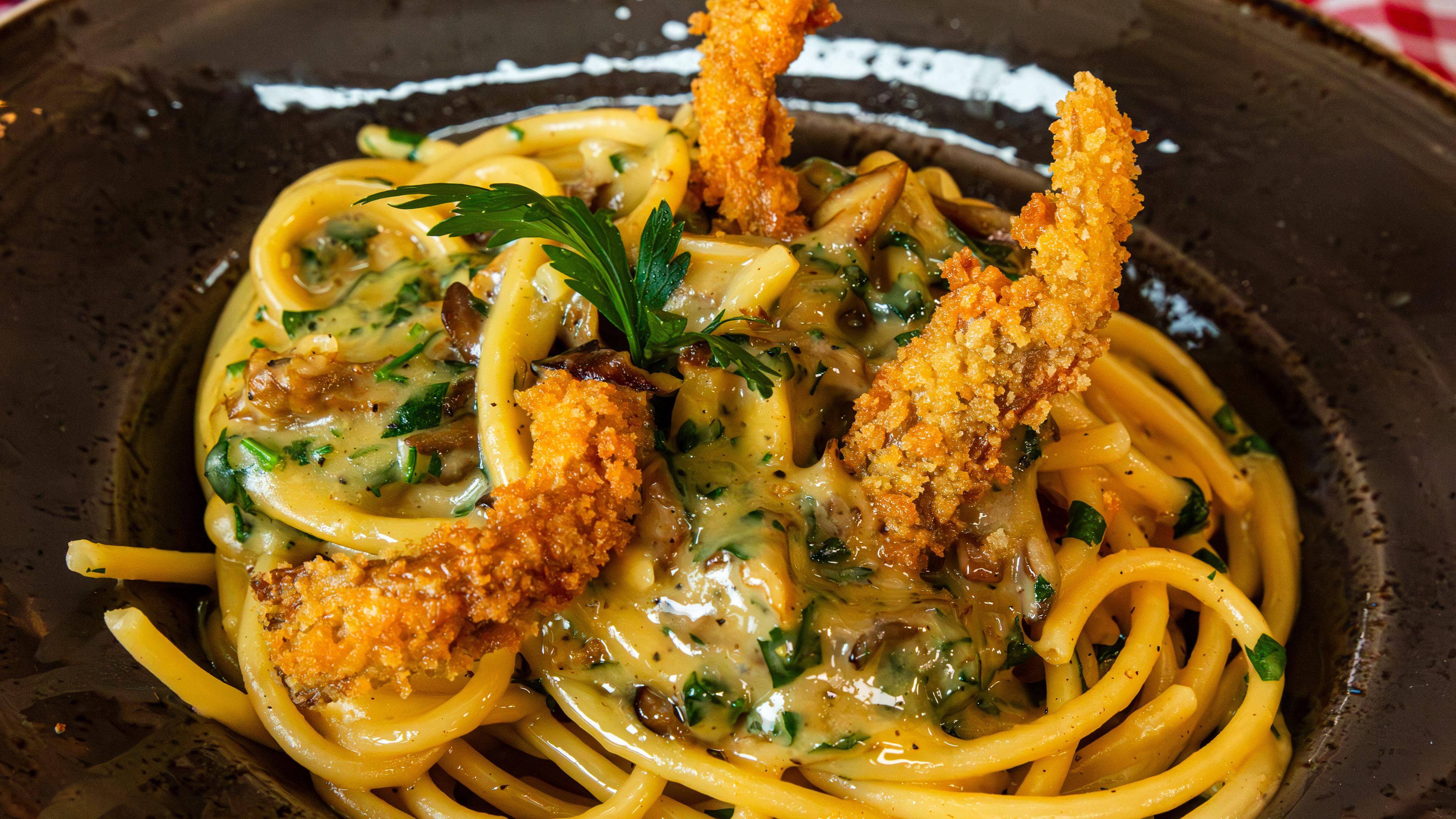 Bucatini Carbonara mit Austernpilzen