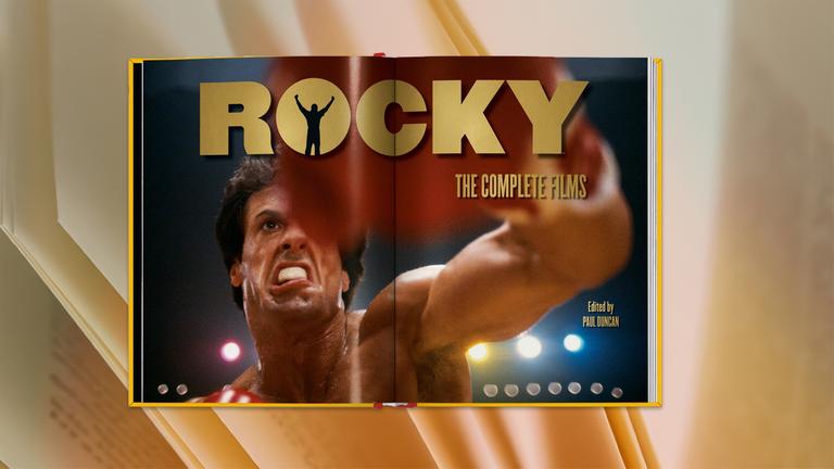 Auf den Seiten eines aufgeschlagenen Buches sieht man einen Boxer beim Boxkampf.