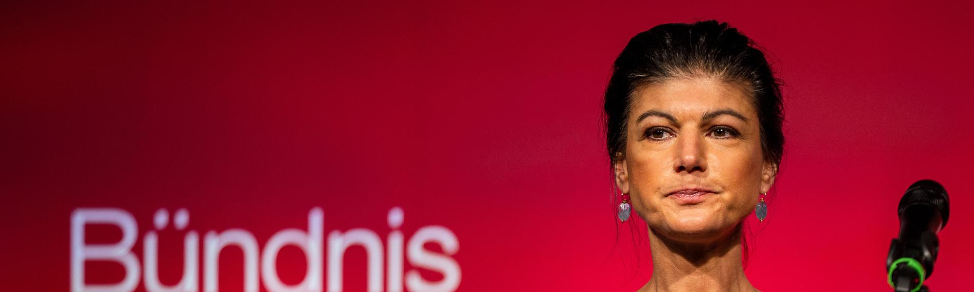 Sahra Wagenknecht bei einer Wahlkampfveranstaltung des Bündnis Sahra Wagenknecht.
