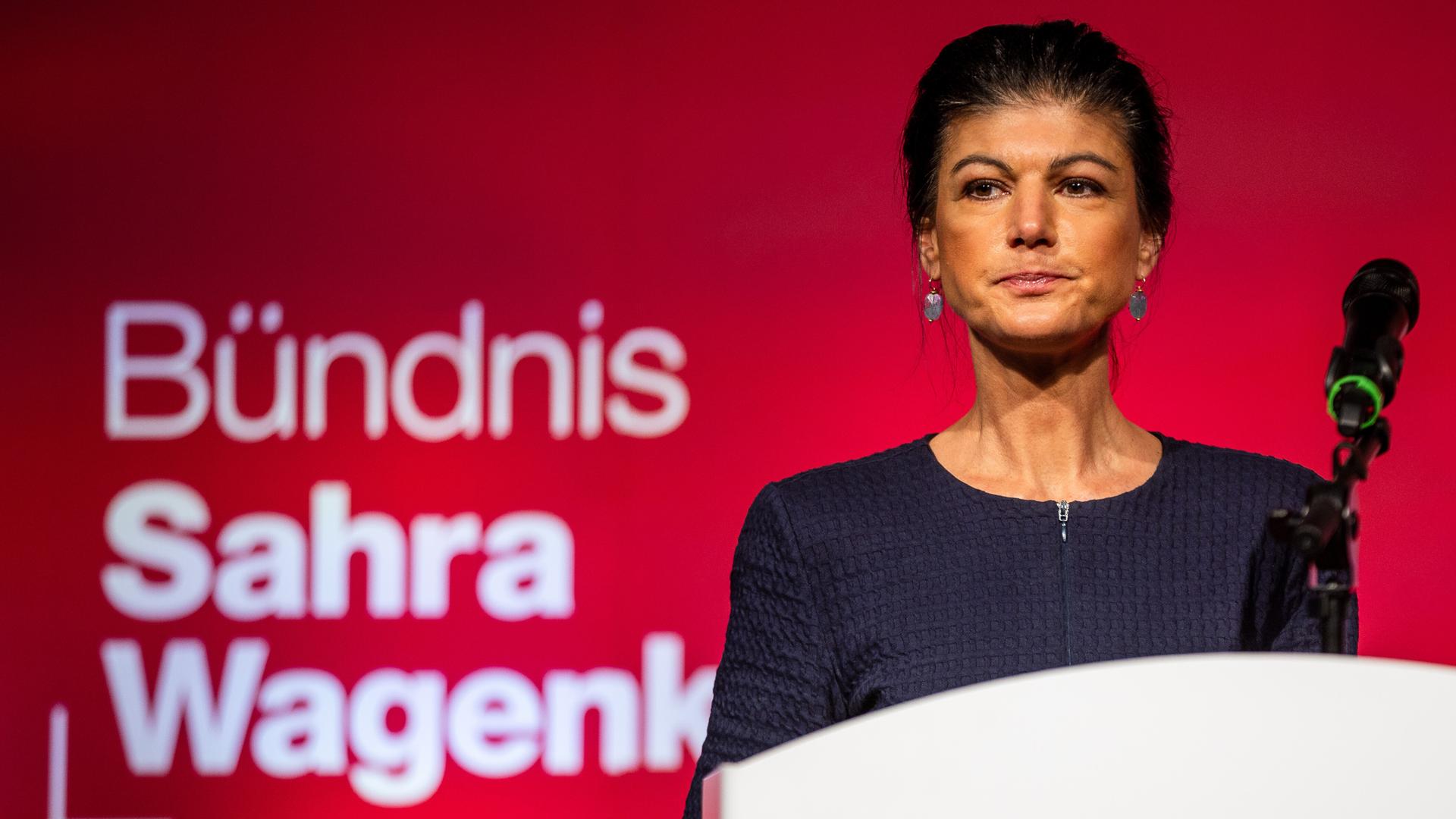Sahra Wagenknecht bei einer Wahlkampfveranstaltung des Bündnis Sahra Wagenknecht.