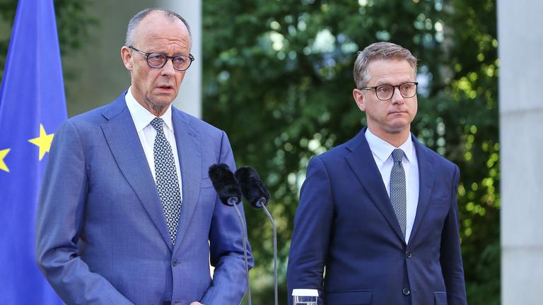 Bundeskanzler Friedrich Merz und Carsten Linnemann