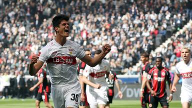Chema Andres (VfB Stuttgart) jubelt nach seinem Tor zum 1:0 am 16.05.2026 in Frankfurt am Main.