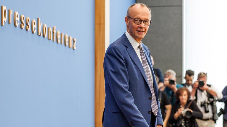 Bundeskanzler Friedrich Merz bei der Bundespressekonferenz.