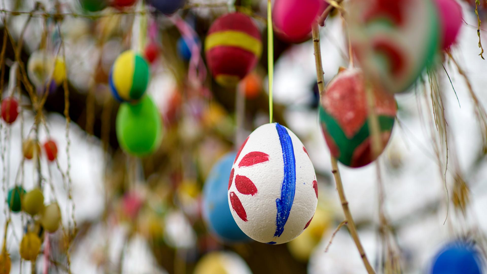 Ostereier hängen im Osterbaum 