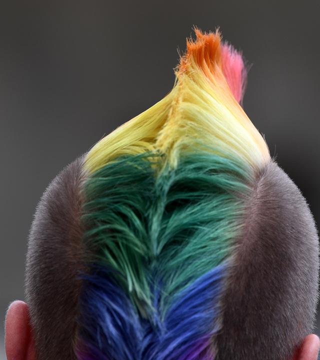 Regenbogenfarbener Irokesenschnitt
