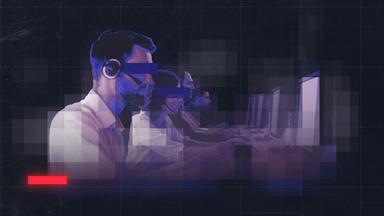 Anonymisierte Männer und Frauen vor Computern und mit Headset