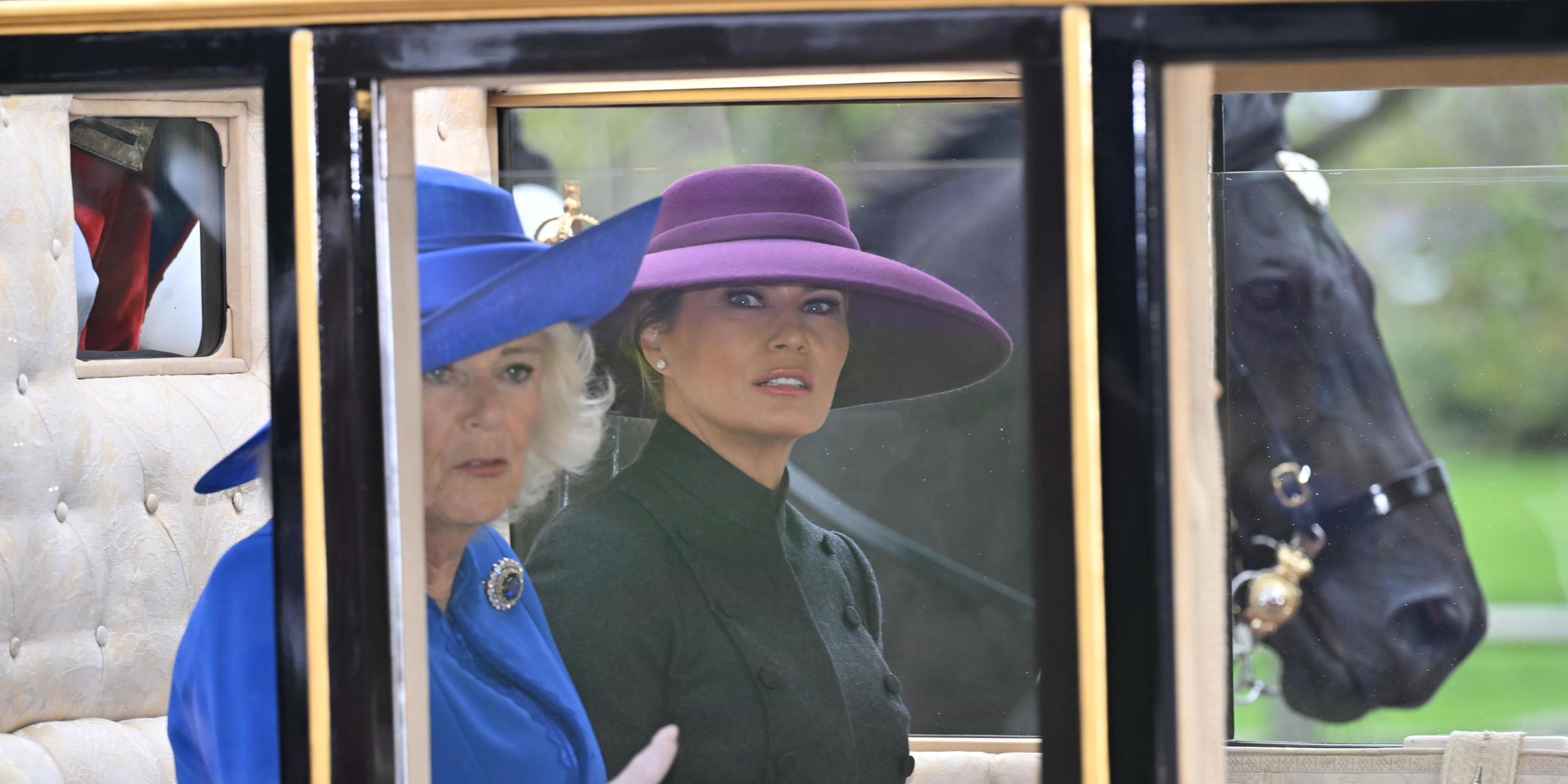 Auch Großritanniens Königin Camilla und US-First Lady Melania Trump legten den Weg nach Schloss Windsor gemeinsam in einer Kutsche zurück. 