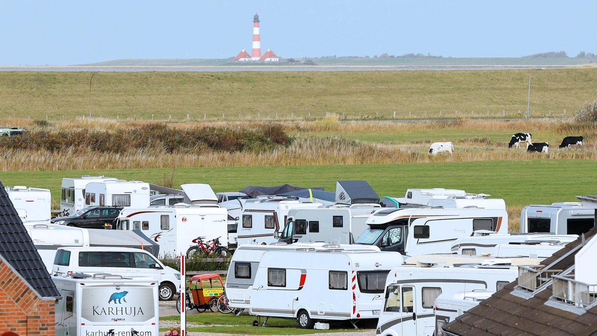 Campingplatz in St. Peter Ording in Schleswig-Holstein.
