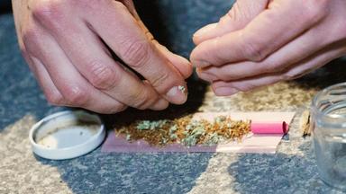Konsument dreht sich einen Joint