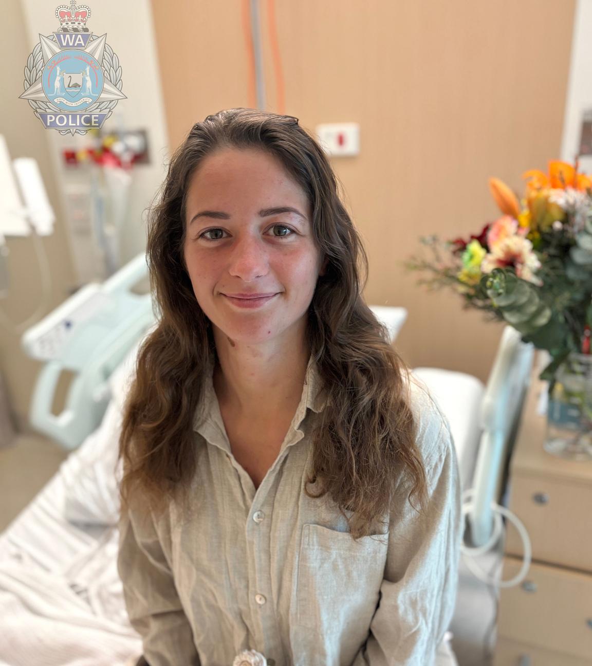 Carolina Wilga im Krankenhaus, wenige Tage nach ihrer Rettung aus der australischen Wildnis