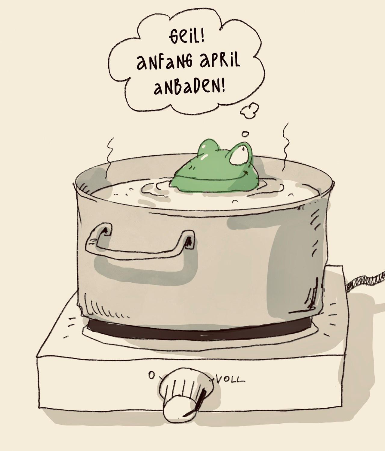 Cartoon: Geil! Anfang April anbaden!
