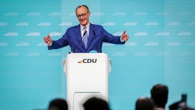 Berlin: Friedrich Merz, Unions-Kanzlerkandidat und CDU-Bundesvorsitzender, spricht beim 37. Bundesparteitag der CDU.