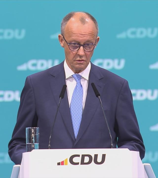 CDU-Parteichef Friedrich Merz bei seiner Rede auf dem Bundesparteitag.