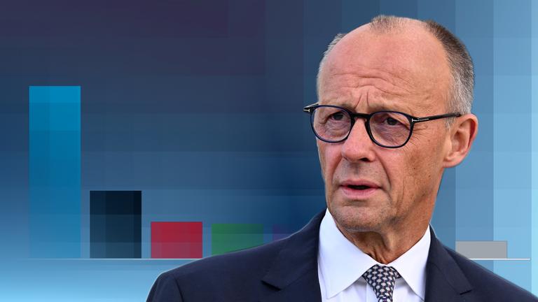Bundeskanzler Friedrich Merz vor einer Grafik der Wahlergebnisse der Landtagswahl in Sachsen-Anhalt.
