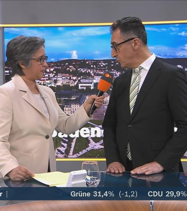 Grünen-Spitzenkandidat Cem Özdemir mit einer Reaktion zur Landtagswahl in Baden-Württemberg.