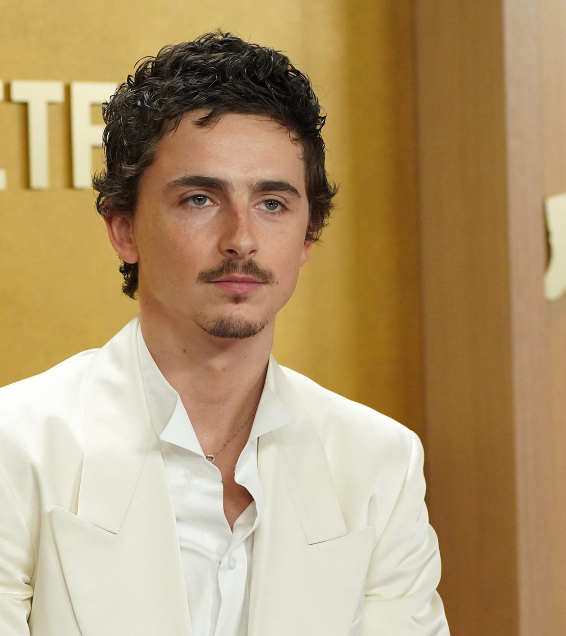Timothee Chalamet schaut ernst in die Kamera.