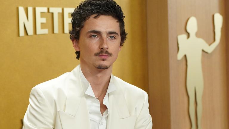 Timothee Chalamet schaut ernst in die Kamera.