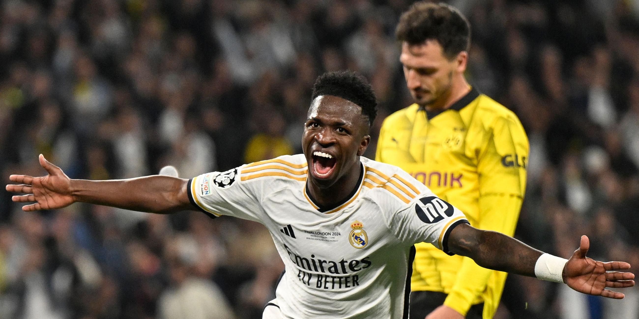 Vinicius Junior bejubelt sein Tor zum 2:0 gegen Borussia Dortmund.