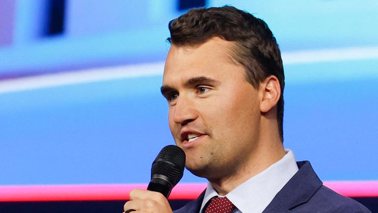 Turning Point Action founder Charlie Kirk speaks on stage during "Turning Point's The Peoples Convention"