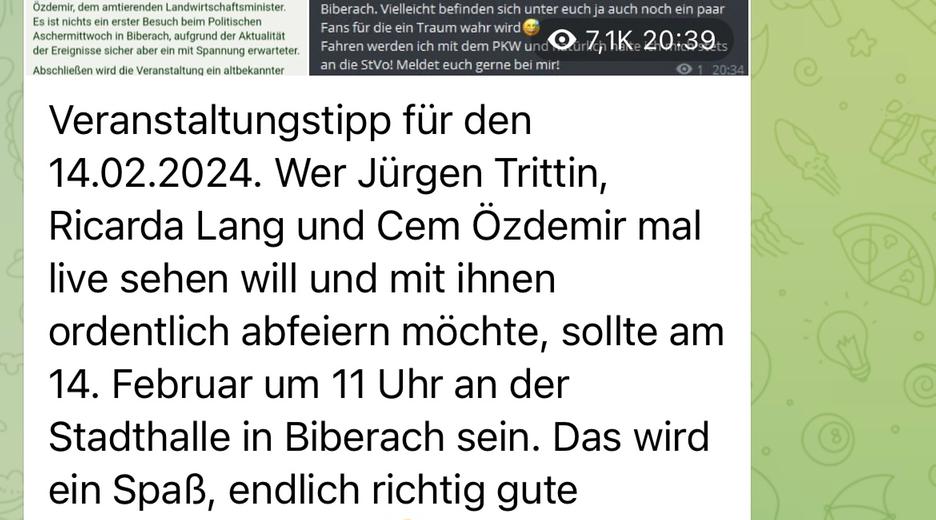 Chat-Nachrichten aus Telegram-Kanälen der Querdenker-Szene