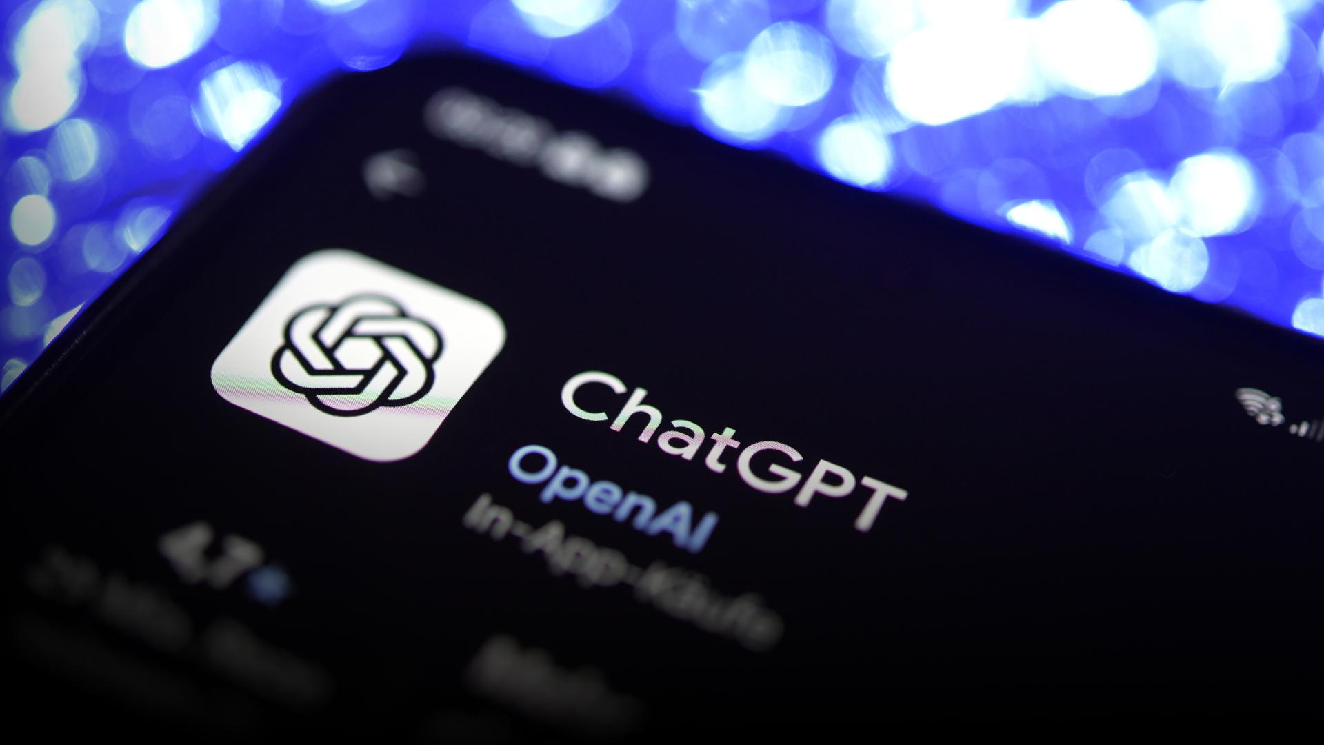 Eine Seite mit mit der App der AI-Anwendung "ChatGPT"