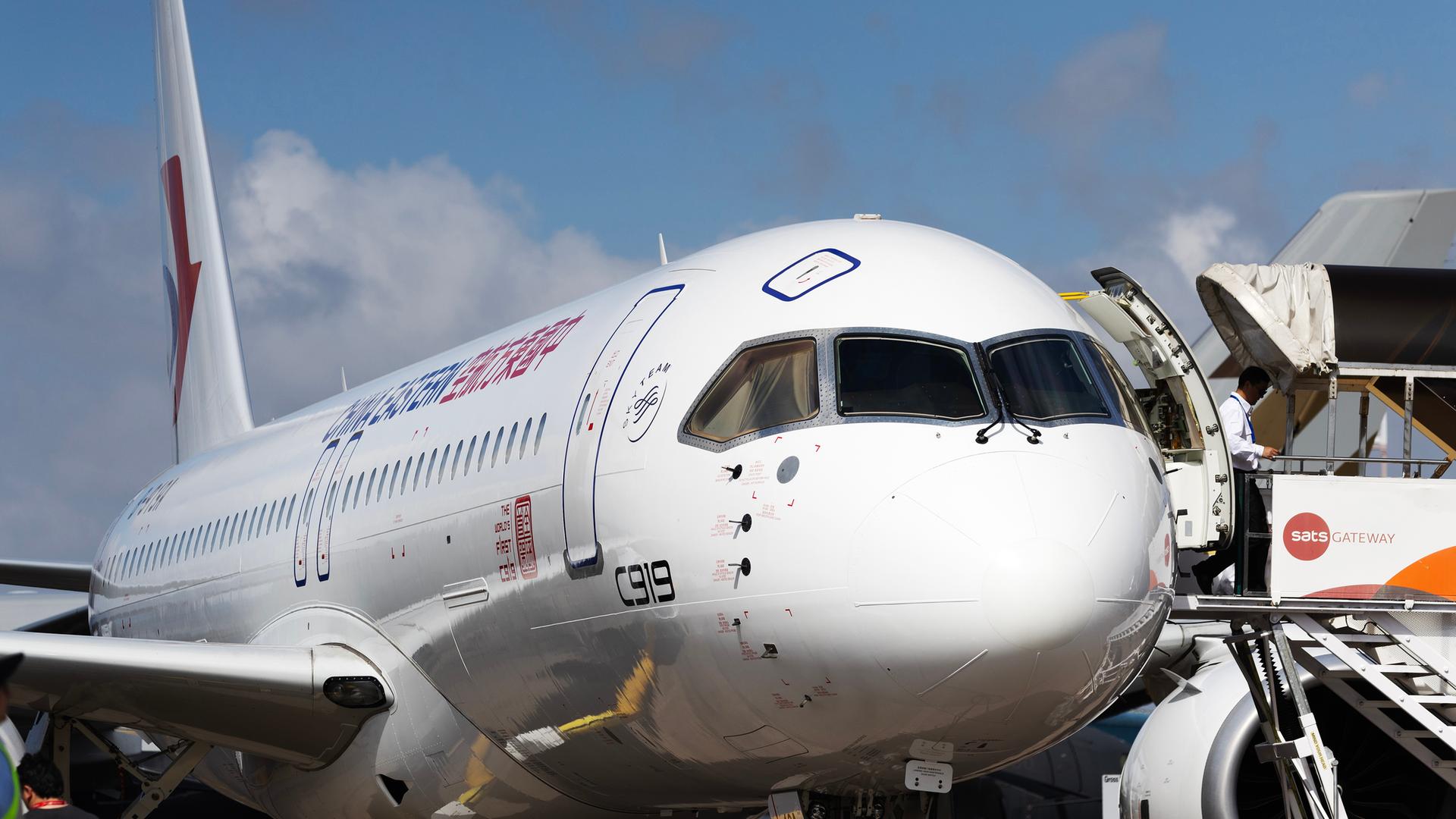 Das Flugzeug Modell C919 des chinesischen Flugzeugbauers Comac