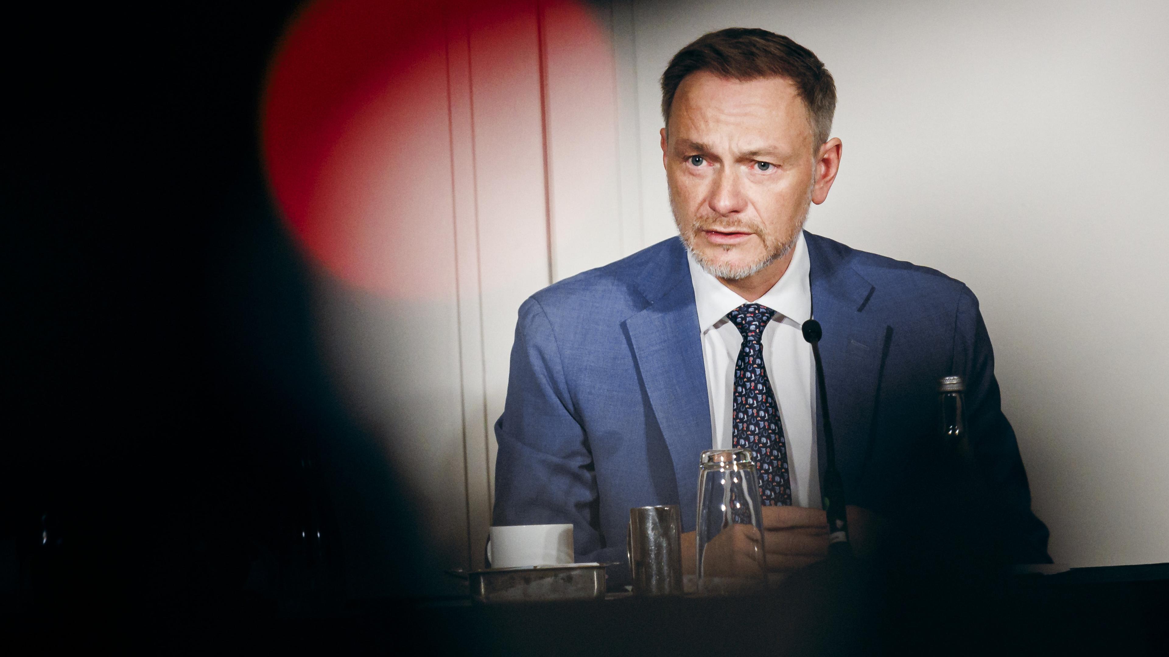 Christian Lindner aufgenommen bei einem Pressefrühstueck im Rahmen der IWF Frühjahrstagung in Washington, 18.04.2024.