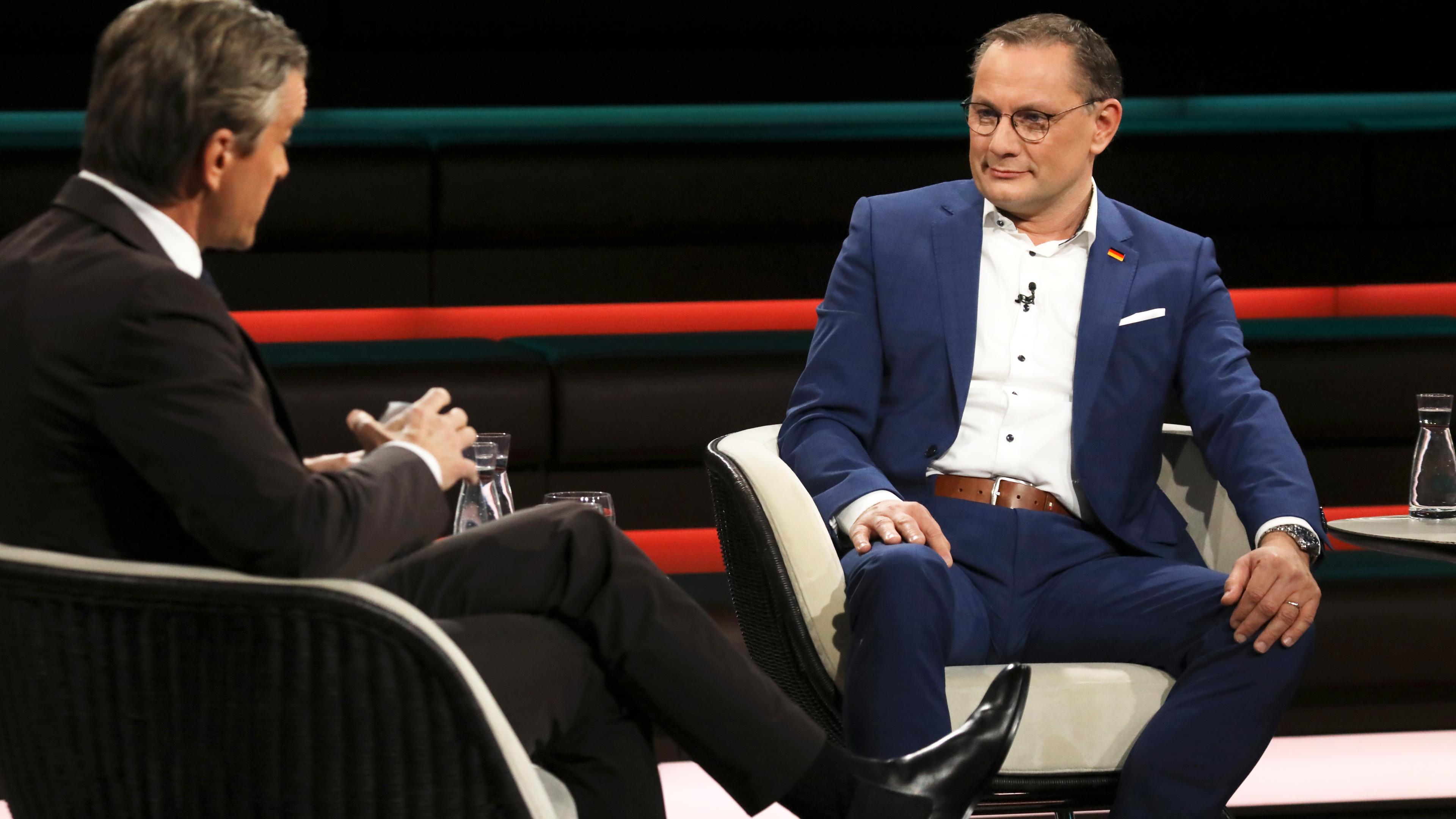 Der AfD-Bundesvorsitzende Tino Chrupalla zu Gast in der Sendung von Markus Lanz.
