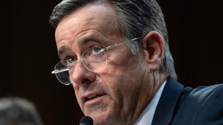 CIA-Direktor John Ratcliffe sagt in Washington vor dem Senatsausschuss für Nachrichtendienste aus, der sich mit weltweiten Bedrohungen befasst. (