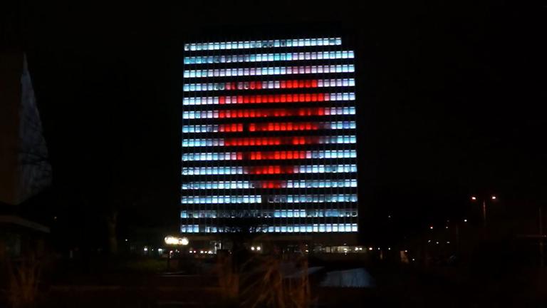 Lighthouse-Event am Hochhaus der Uni-Kiel