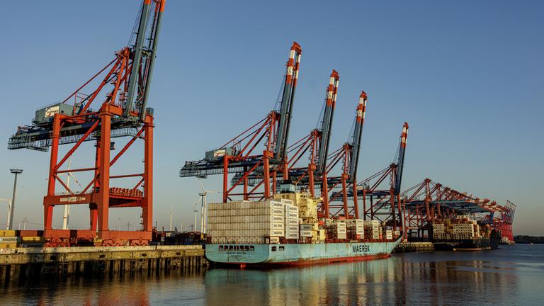 ARCHIV: Containerschiffe liegen zur Abfertigung an den Terminals im Hamburger Hafen. 