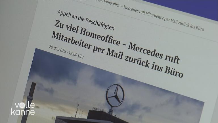 Online-Seite, auch welcher steht: "Zu viel Homeoffice"