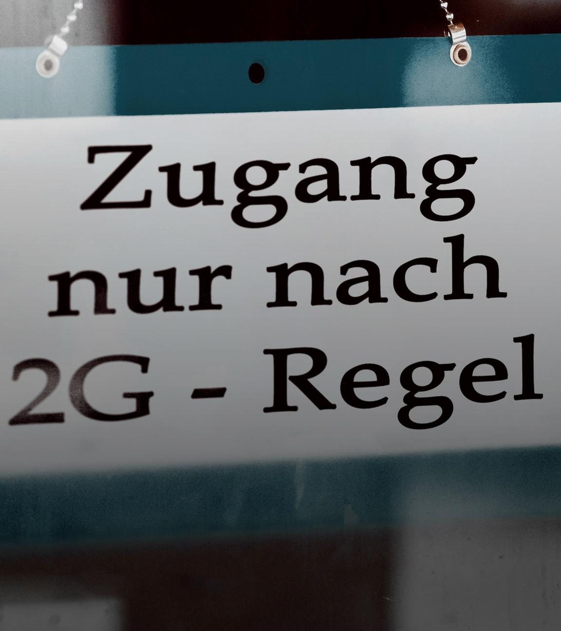  Aufschrift Zutritt nur nach 2G-Regelung