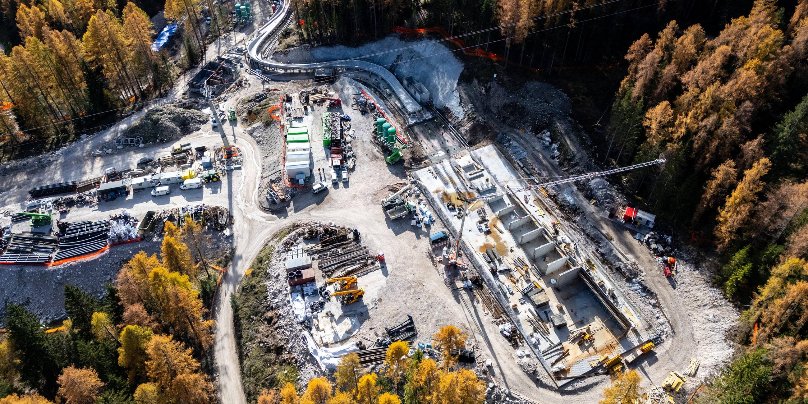 Baustelle des Eiskanals in Cortina d'Ampezzo