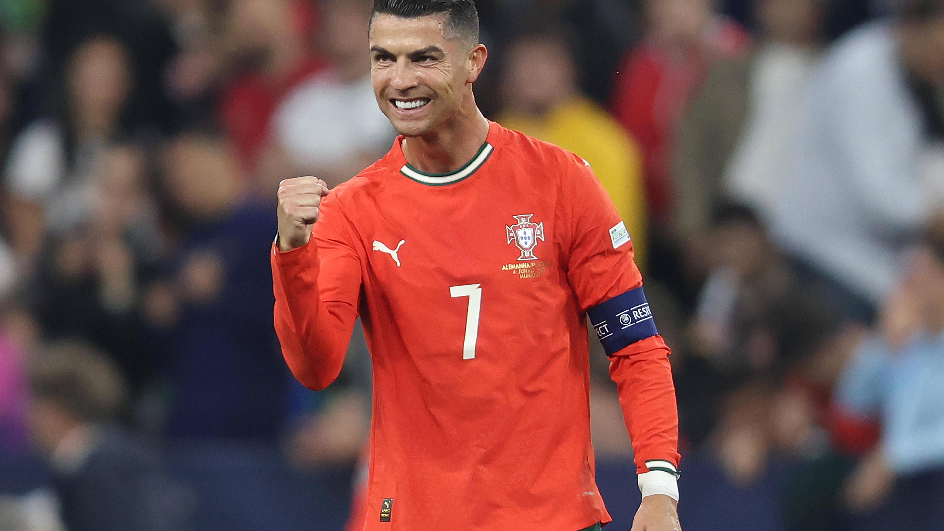 Cristiano Ronaldo jubelt beim Länderspiel für Portugal.