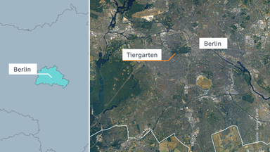 Lagekarte von Berlin: Einzeichnung, wo der Tiergarten liegt