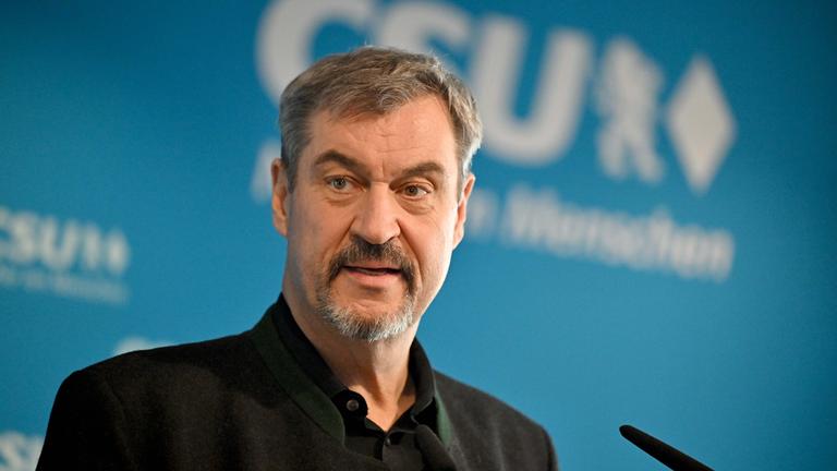 Markus Söder, CSU-Vorsitzender und bayerischer Ministerpräsident, gibt eine Pressekonferenz zu den Ergebnissen der Koalitionsverhandlungen in Berlin.