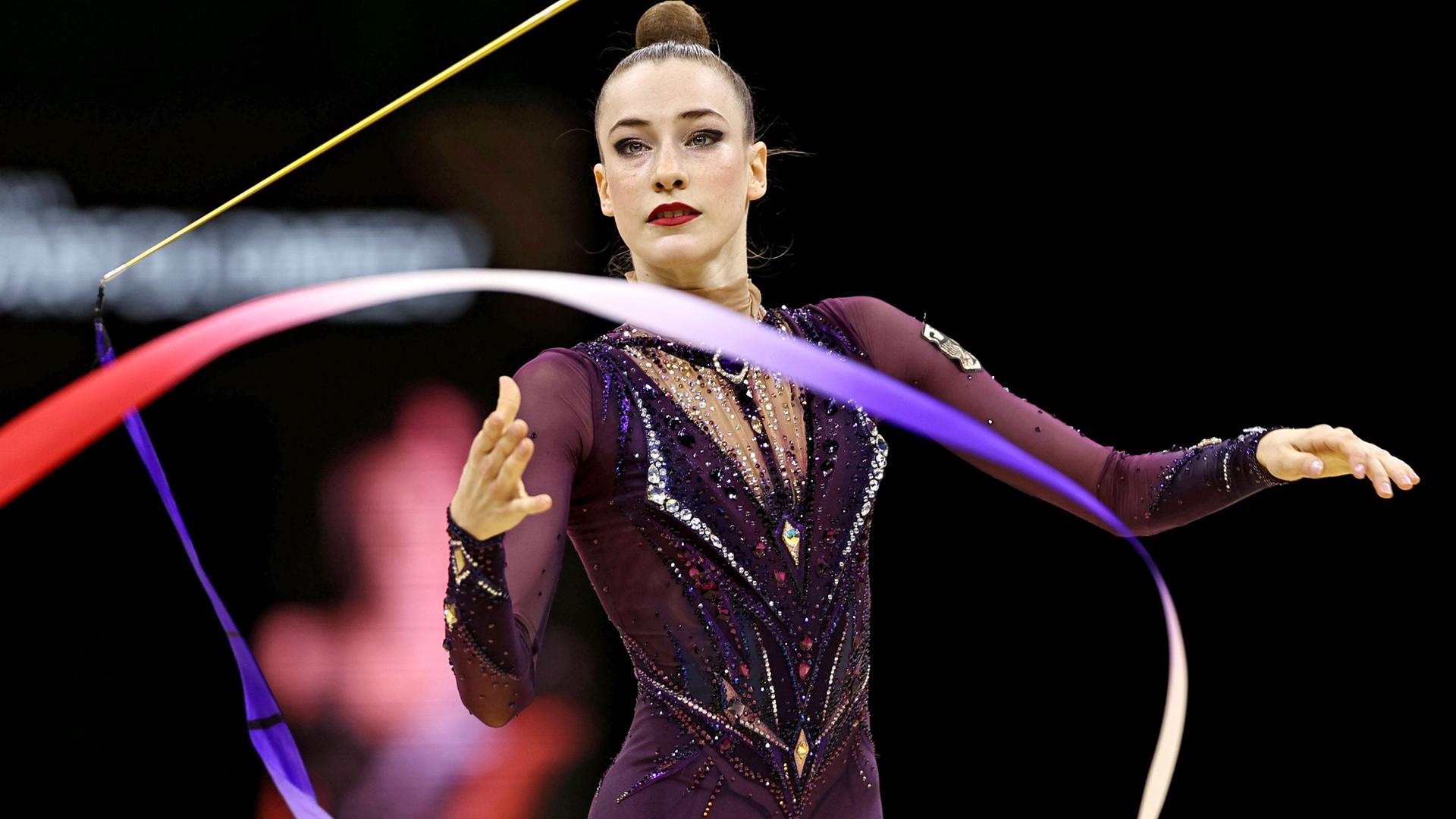 Daria Varfolomeev, GER, während des Finales der Senioren bei den Europameisterschaften 2024 in Budapest.