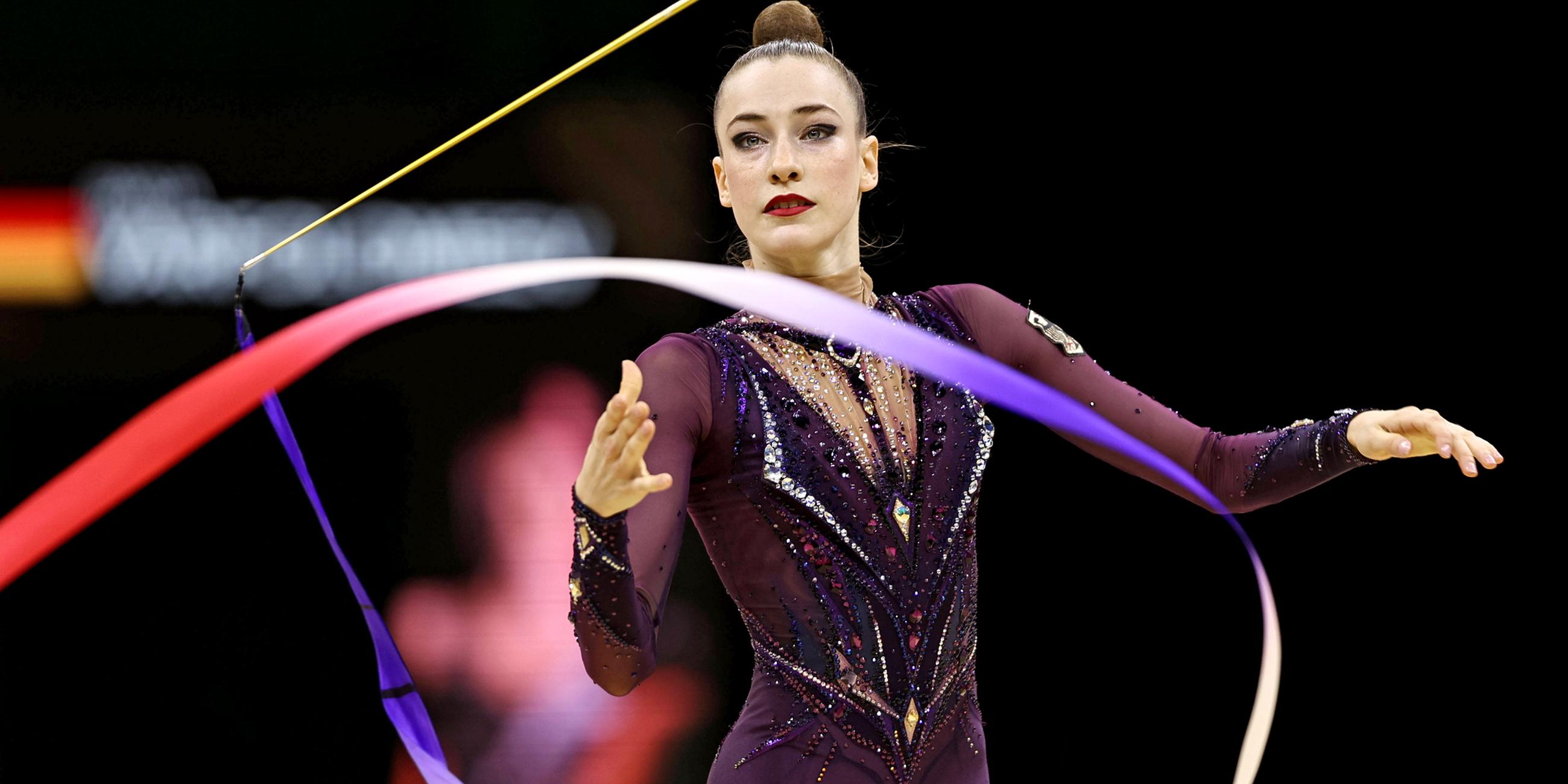 Daria Varfolomeev, GER, während des Finales der Senioren bei den Europameisterschaften 2024 in Budapest.