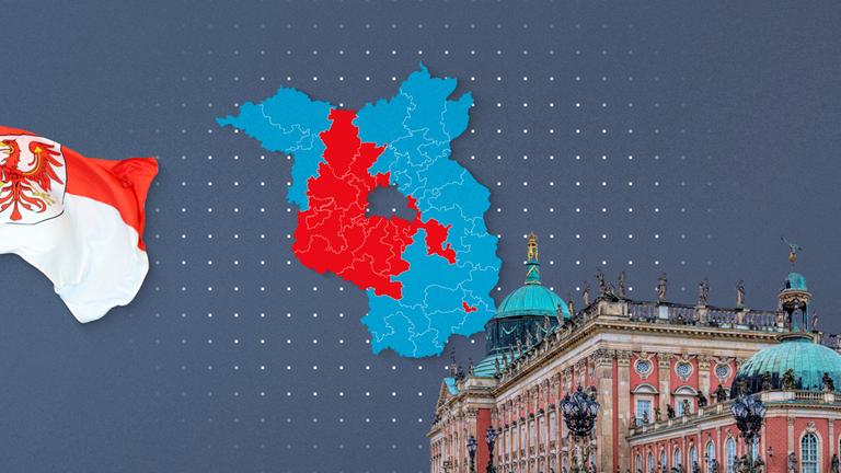 Flagge von Brandenburg, Wahlkreise von Brandenburg, Neues Palais in Potsdam