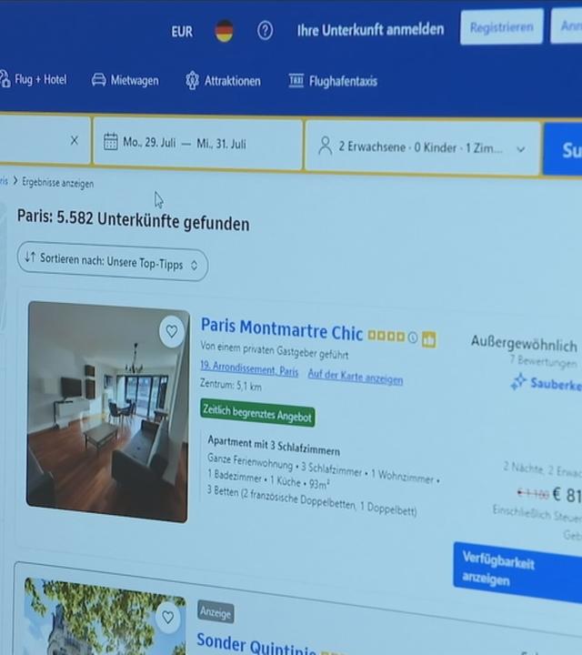 Eine Seite auf booking.com