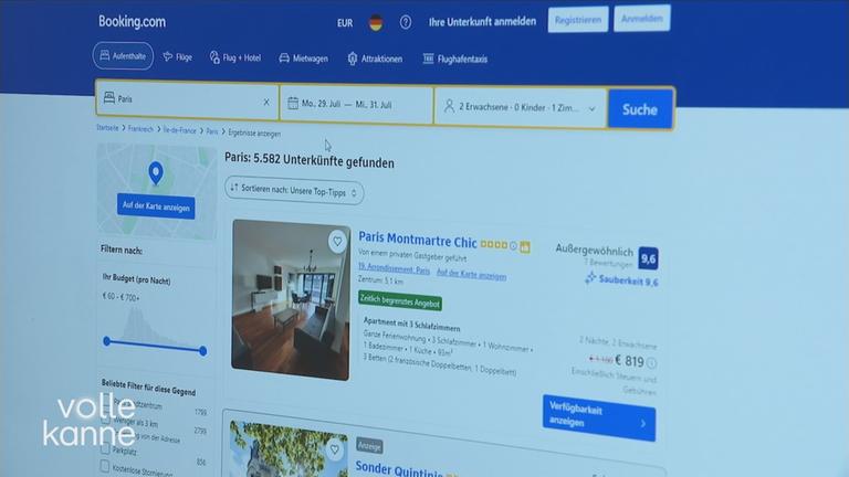 Eine Seite auf booking.com