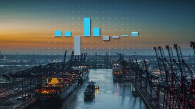 Hamburger Hafen mit einer Grafik