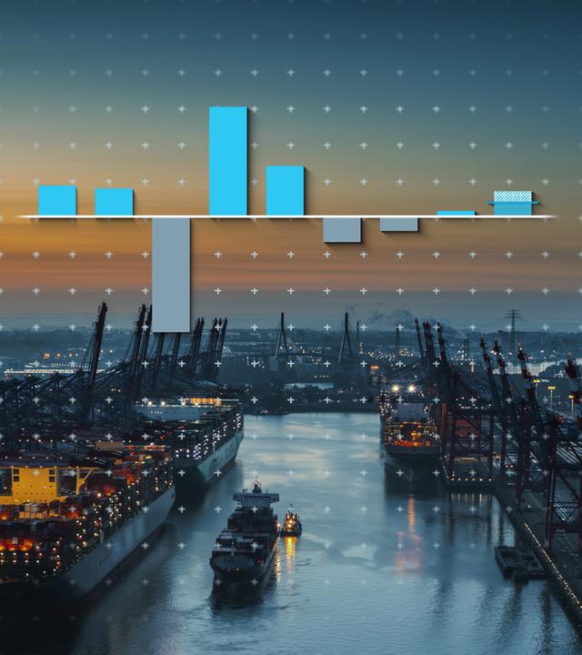 Hamburger Hafen mit einer Grafik