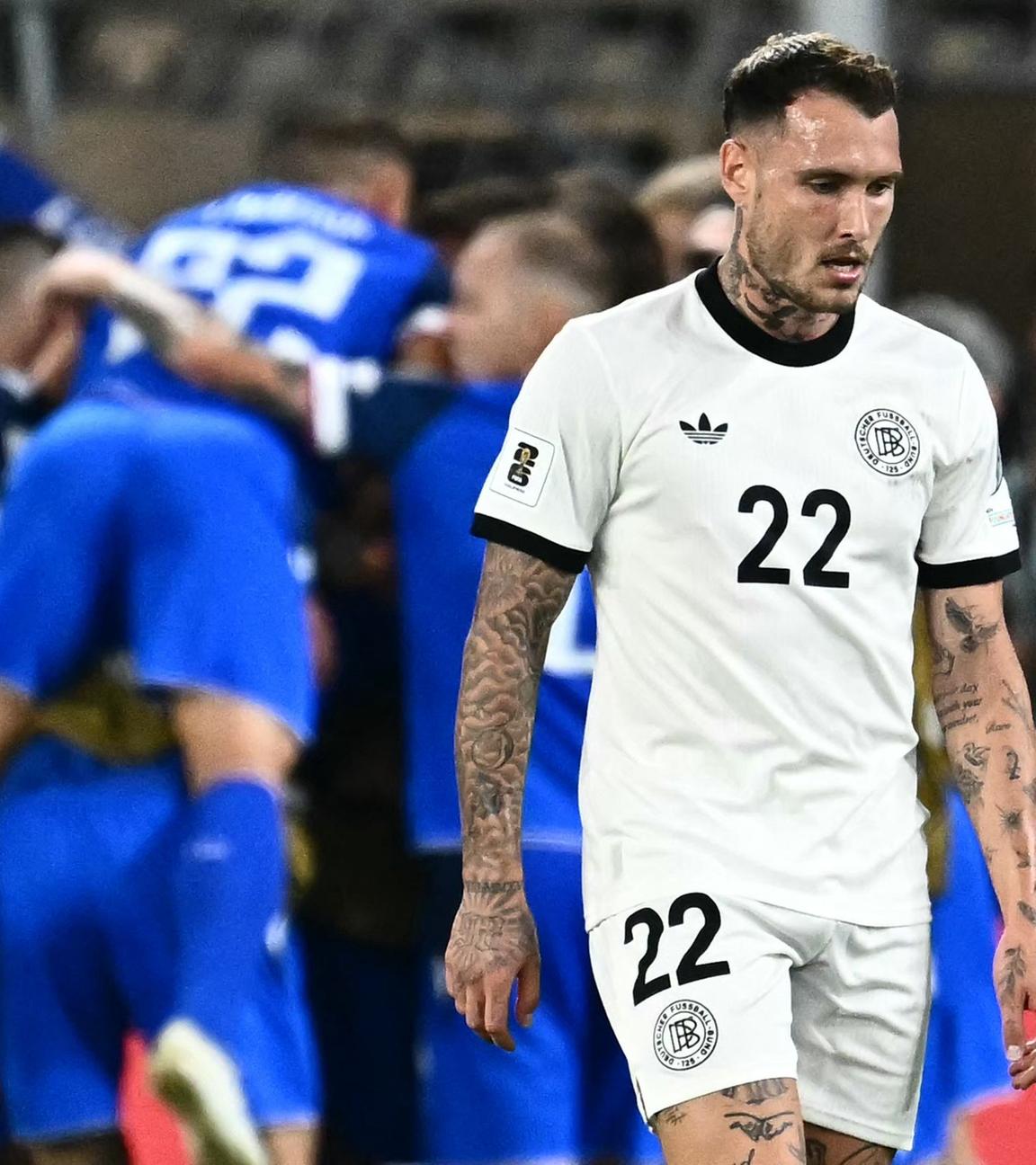 David Raum (22, Deutschland) enttäuscht im Deutschland - Slowakai Spiel. 