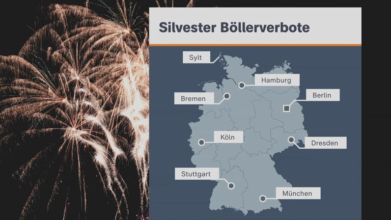 Auf dem Bild sieht man die Gebiete bei denen Silvesterverbote stattfinden.