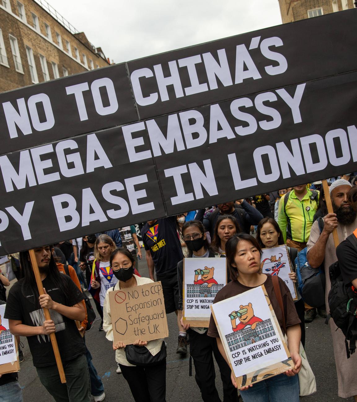 Demonstration gegen geplante neue chinesische Botschaft in London