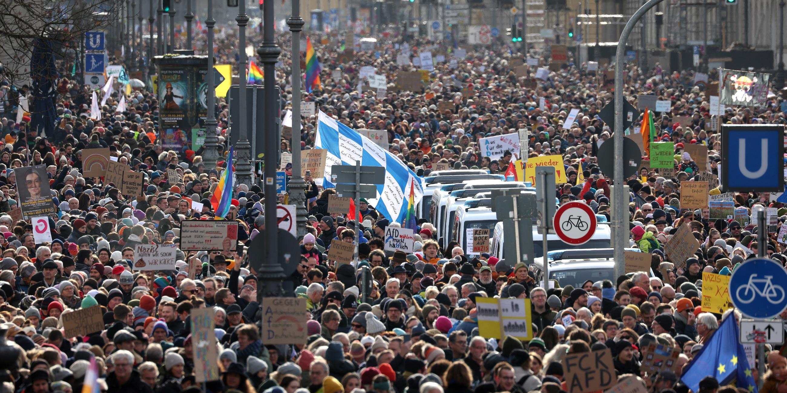 Demonstrationen gegen Rechtsextremismus in Cottbus, aufgenommen am 21.01.2024