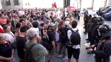 Demonstrationen gegen die Migrations-Politik in Barcelona.